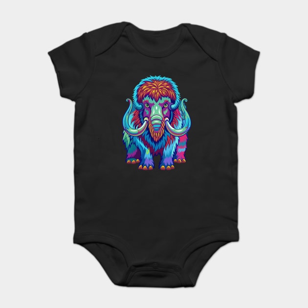 Psychedelic Woolly Mammoth Baby Bodysuit by The WYLD Tribe